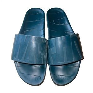 Jimmy Choo- Rey Pool Slides- Teal Color, Size 10.5